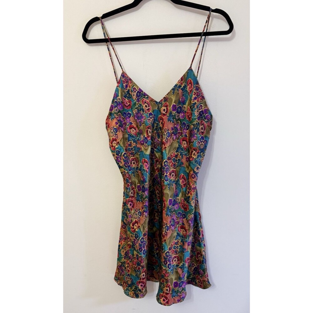 Victoria's Secret Gold Label 100% Silk Floral Slip Dress Nightgown S